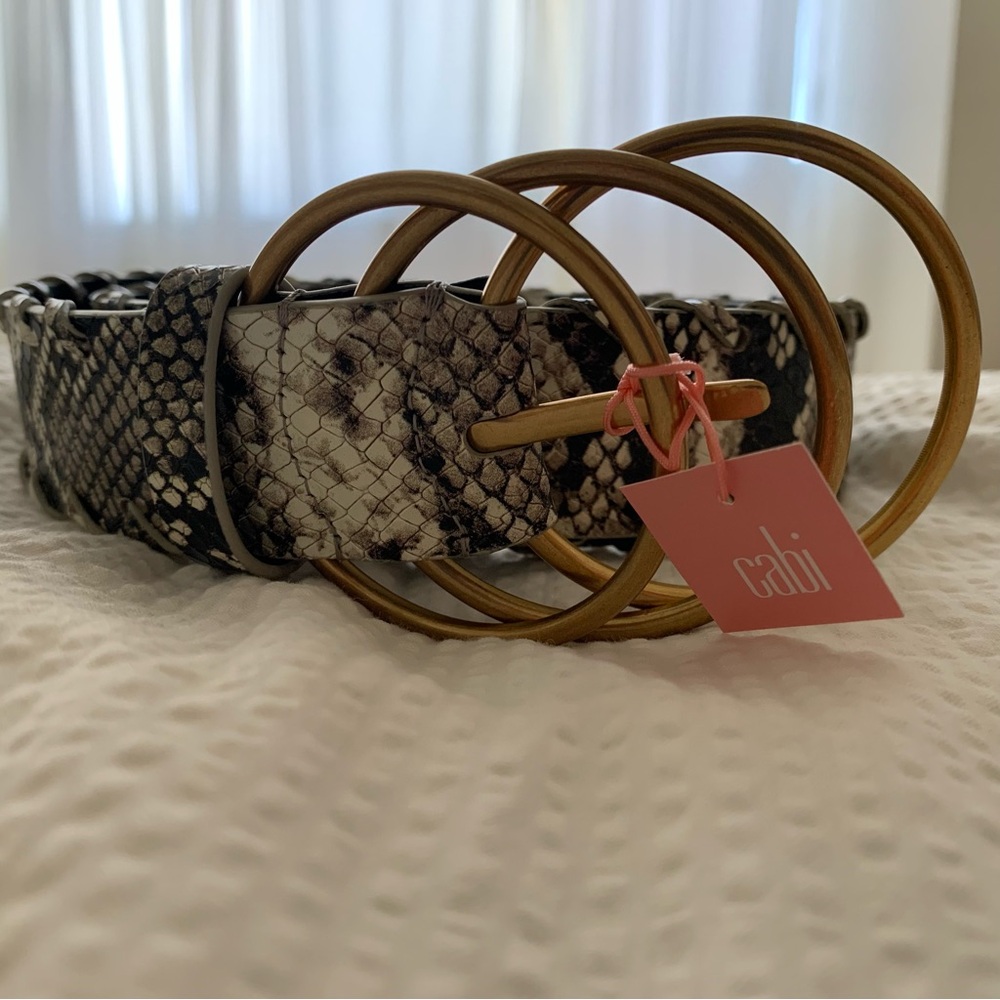 Cabi Faux Snakeskin Serpent Gold Belt NEW
